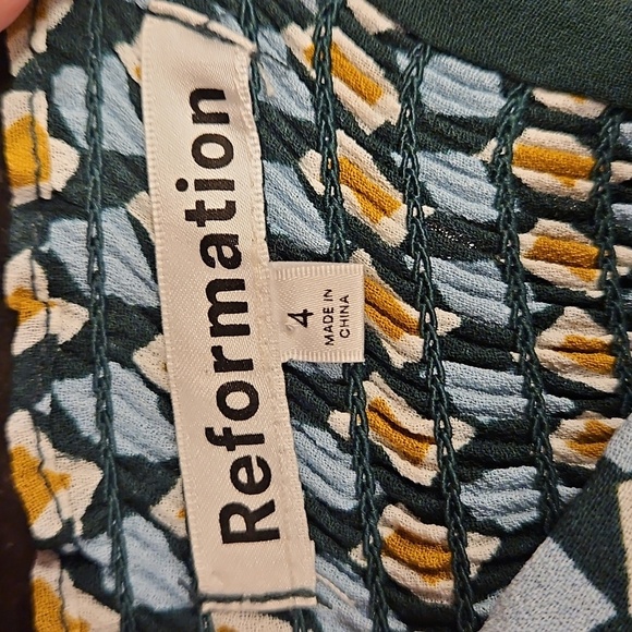 💕REFORMATION💕 Juliette Dress ~ Mosaic Multi-Color Geometric Print 4 NWOT - Picture 14 of 16